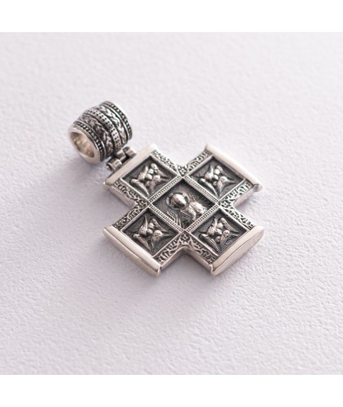 Серебряный православный крест с чернением 132489 Онікс