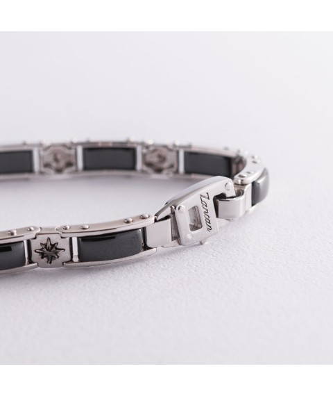 Men's bracelet made of silver and ceramics ZANCAN KXB047-N Onix 21.5