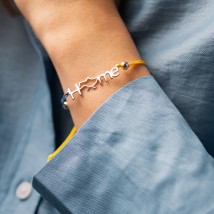 Silver bracelet "HOME" (blue and yellow thread) 312/2h Onyx