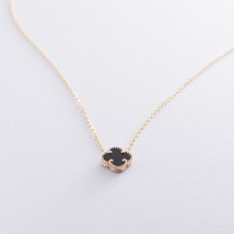Gold necklace "Clover" (onyx) count01662 Onyx 45