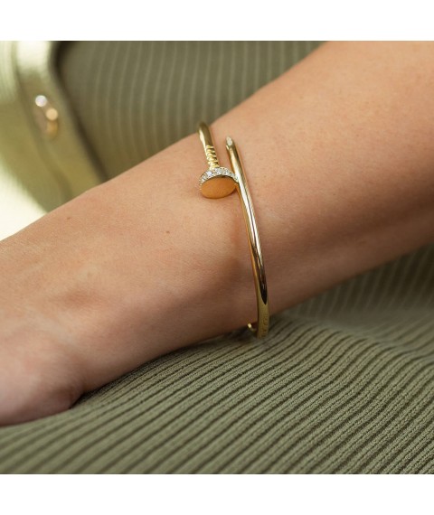 Rigid gold bracelet "Nail" (diamonds) bb0035m Onyx