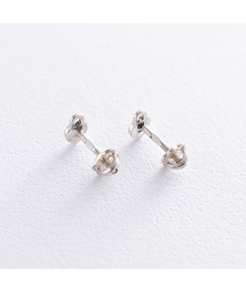 Silver stud earrings "Locks" with blackening 121886 Onyx