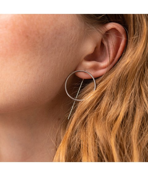 Earrings "Geometry" in white gold s07881 Onyx