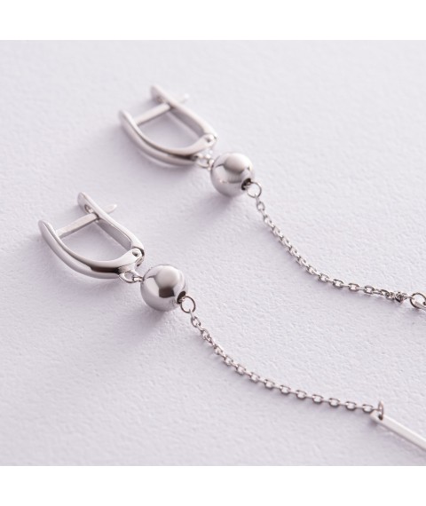 Silver dangling earrings "Balls" 902-01360 Onyx