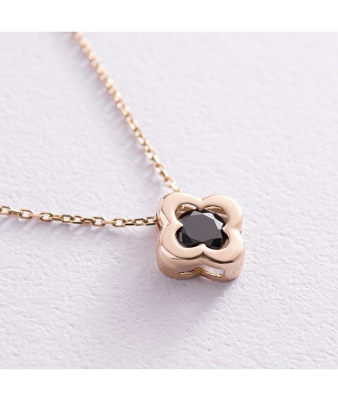 Necklace "Clover" in yellow gold (cubic zirconia) kol01127 Onyx 45