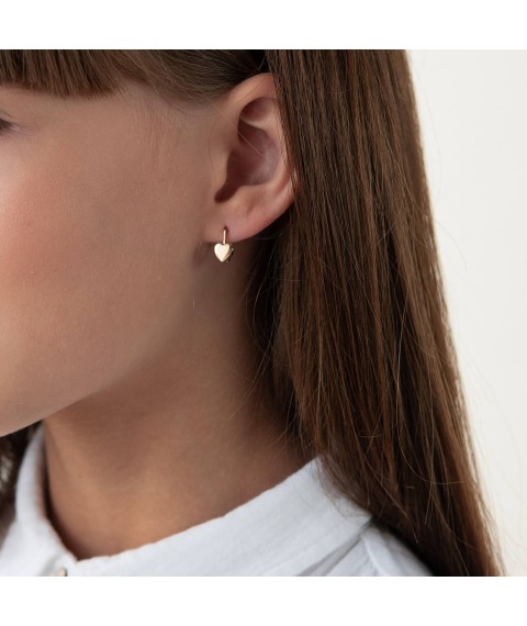 Gold children's earrings "Hearts" s05272 Onyx