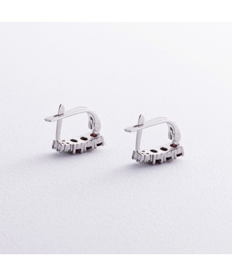 Срібні сережки з піропами і фіанітами GS-02-063-4110 Онікс