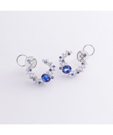 Gold earrings "Samantha" with diamonds and sapphires sb0568nl Onyx