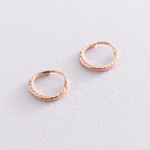 Серьги - кольца в красном золоте (1.2 см) с01873 Онікс