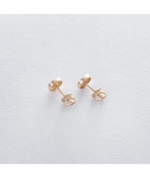 Gold stud earrings "Circles" s05559 Onyx