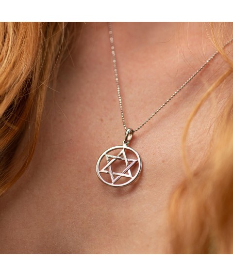 Pendant "Star of David" in white gold p03880 Onyx