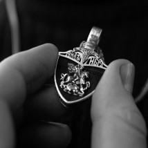 Срібний кулон "Св. Георгій Переможець" з ебеновим деревом 974 Онікс