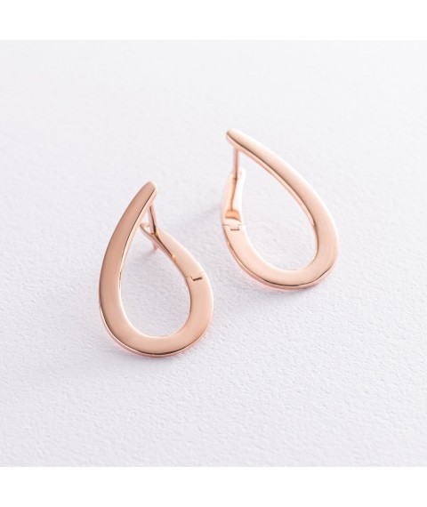 Gold earrings "Droplets" s07410 Onyx
