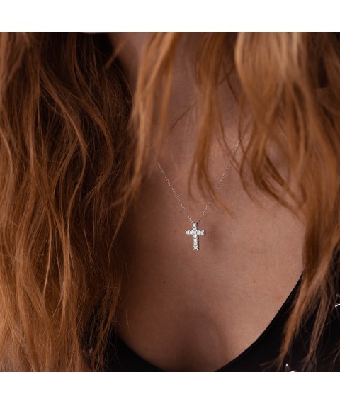 Cross in white gold with diamonds 125101121 Onyx