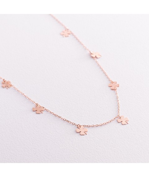 Necklace "Clover" in red gold kol02084 Onix 46