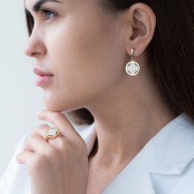 Серьги "Клевер" в желтом золоте (эмаль) с07180 Онікс