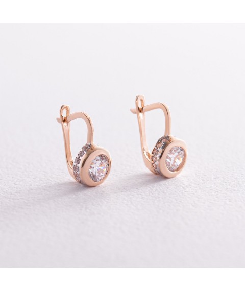 Gold earrings with cubic zirconia s08119 Onyx
