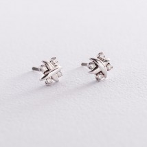 Earrings - studs in white gold (diamonds) 102-10106 Onyx