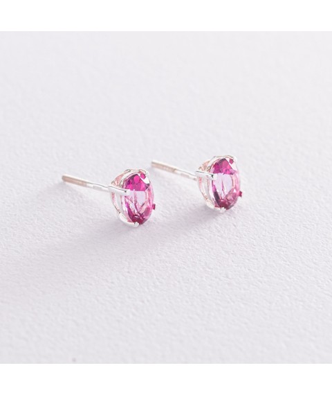 Silver stud earrings with pink topaz 121967 Onyx