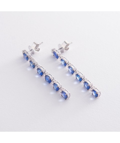 Gold earrings (sapphire, diamond) sb0122dkn Onyx