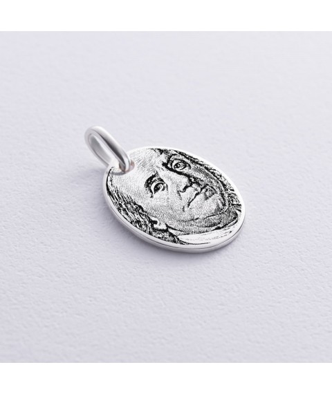 Silver pendant "Benjamin Franklin" (oval) 133045fr Onyx
