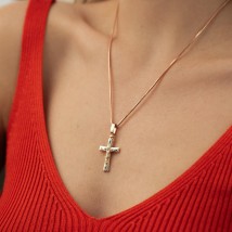 Золотой православный крест "Распятие. Спаси и Сохрани" 250077 Онікс