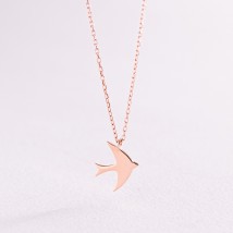 Necklace "Swallow" in red gold kol02158 Onix 45