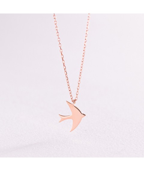 Necklace "Swallow" in red gold kol02158 Onix 45