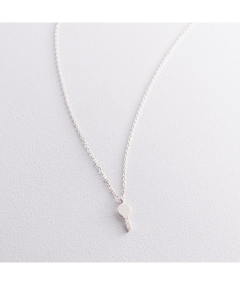 Silver necklace "Key" 181126 Onix 44