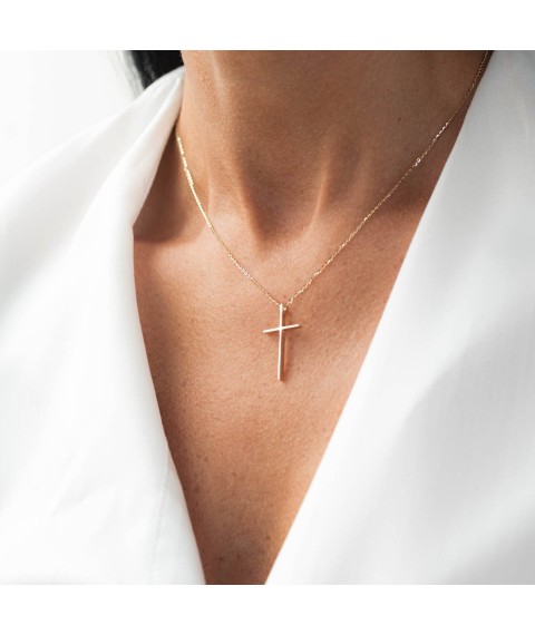 Necklace "Cross" in yellow gold kol01704 Onix 38