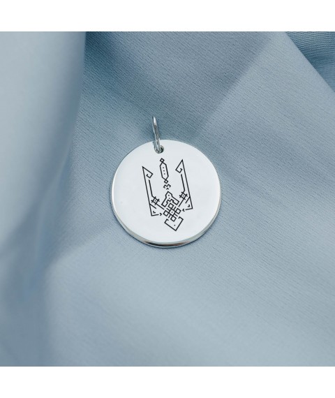 Срібний кулон Герб України "Тризуб" 132724герб Онікс