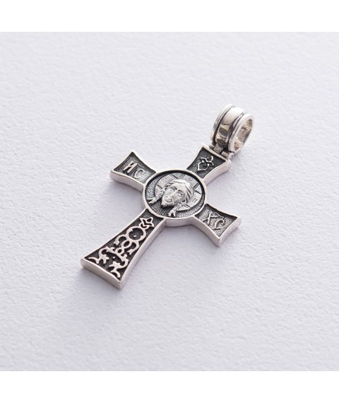 Православный крест "Спаси и Сохрани" с чернением 132474 Оникс