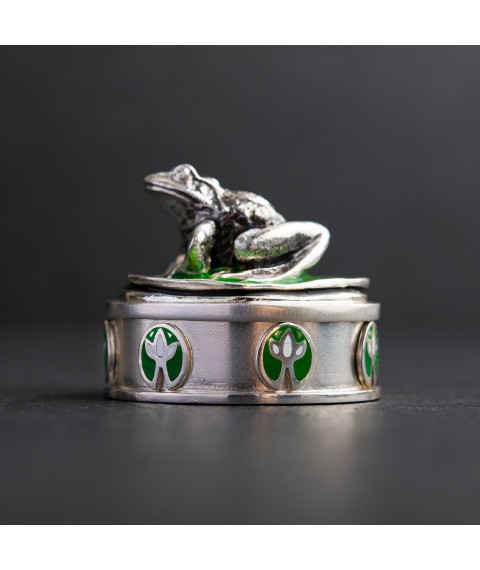 Серебряная фигура "Лягушка" ручной работы 23118 Онікс