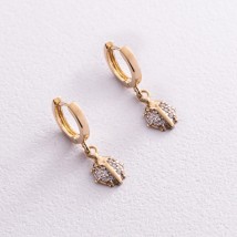 Children's gold earrings "Ladybugs" s02209 Onyx