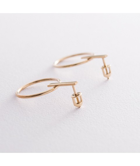 Gold earrings - studs "Confidence" s06695 Onix