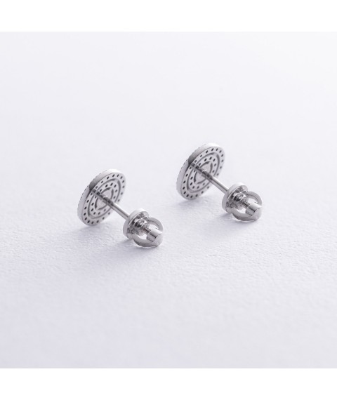 Earrings - studs with diamonds (white gold) 322231121 Onyx