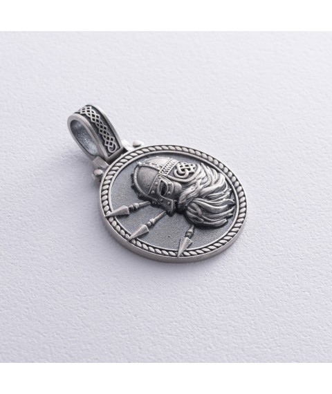 Silver pendant "Warrior" with blackening 292 Onyx
