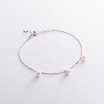 Bracelet with pearls (white gold) b05267 Onyx 18