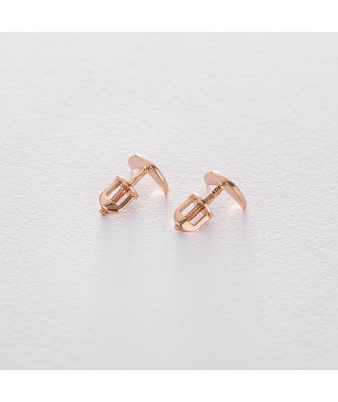 Gold stud earrings "Moon" s06311 Onyx