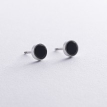 Silver earrings - studs (onyx) 077210 Onyx