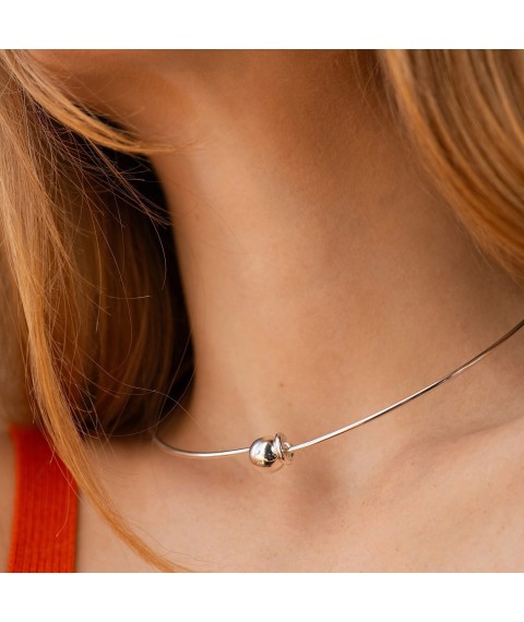 Necklace - choker "Adele" in silver with a ball 181316 Onyx 42