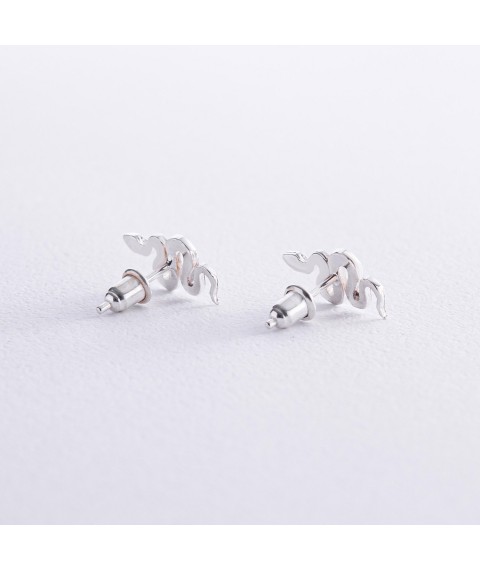Silver earrings - studs "Snakes" 123231 Onyx