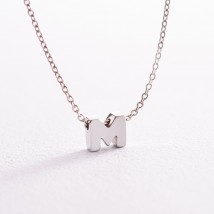 Серебряное колье с буквой "М" 1105 М Онікс  45