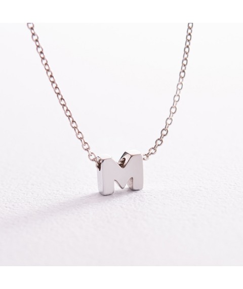 Серебряное колье с буквой "М" 1105 М Онікс  45