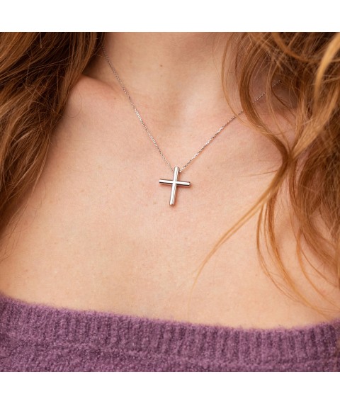 Necklace "Cross" in white gold count02356 Onix 45