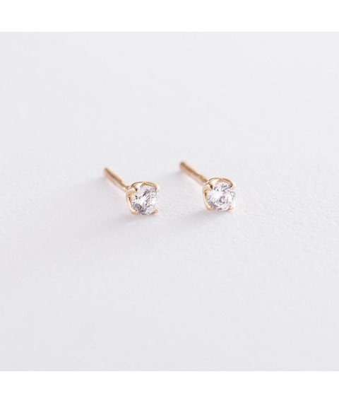 Gold stud earrings with cubic zirconia s03617 Onyx