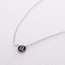 Серебряное колье "Знак зодиака Лев" 18974лев Онікс  42