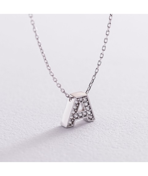 Gold necklace with letter (cubic zirconia) coll01329A Onix 44
