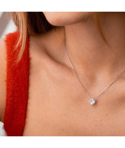 Gold necklace "Clover" with diamonds flask0137mi Onix 42