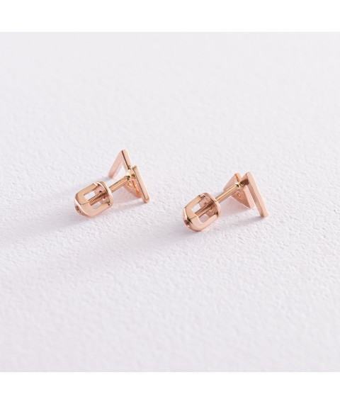 Earrings - studs "Mountains" in red gold s07443 Onyx